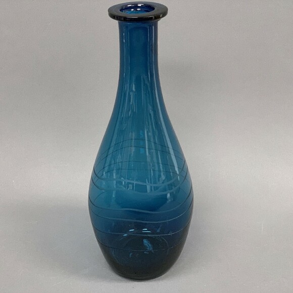 Home Essentials and Beyond Blue Glass Bottle Vase 11.5” Tall - Picture 6 of 8